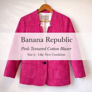 Banana Republic Pink Textured Cotton Blazer Size 6